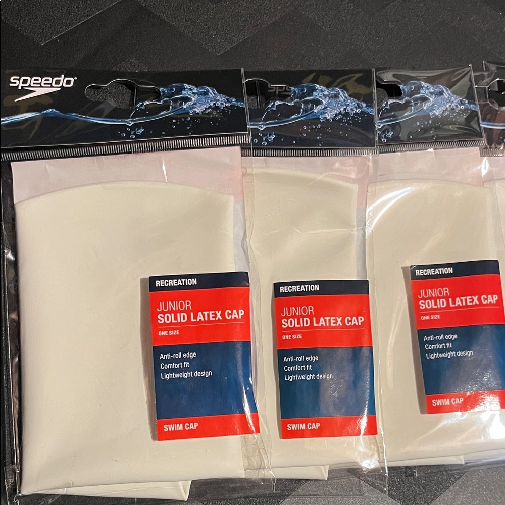 Speedo Junior Solid Latex Swim Caps - White. (6)